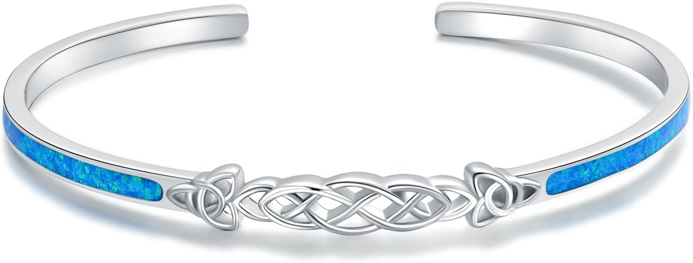 WINNICACA Bracelet for Women Opal Bracelet 925 Sterling Silver Opal Cuff Bangle Bracelets Inspirational Fine Jewelry Gifts for Women Her Wife Mom Daughter Anniversary Birthday Gifts Ideas