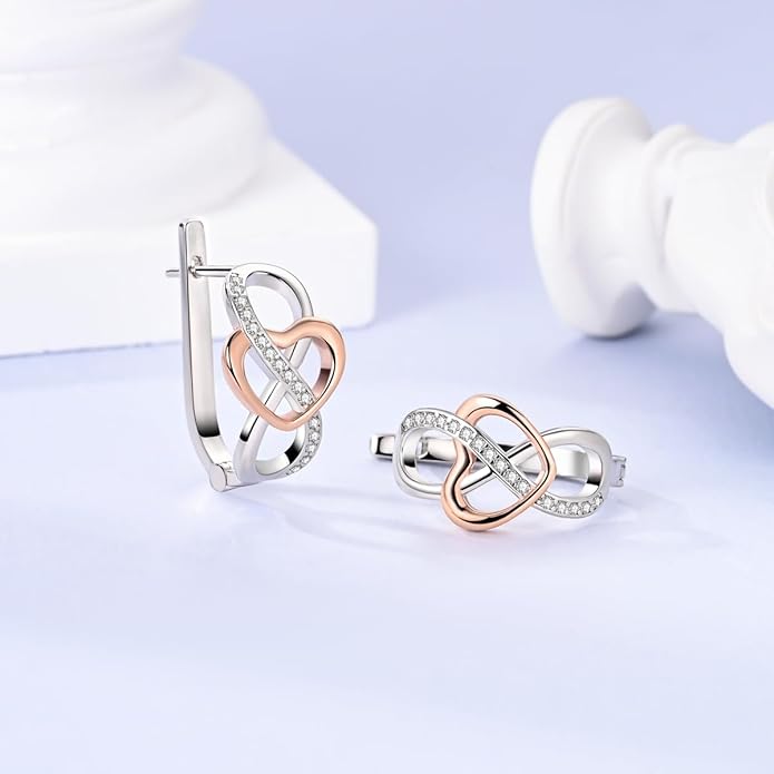 NARMO Earrings for Women 925 Sterling Silver Heart Hoops Small Colorful Rainbow Hoop Earrings Huggie Earrings