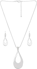 Madison Tyler Gold Plated Jewelry Set for Women | Silver Teardrop Pendant Necklace Trendy | Long Necklace with Snake Chain | Fashion Dangle Earring Set