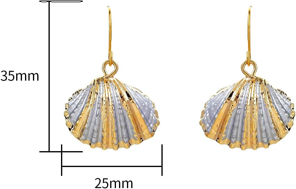 Beach Summer Sea Shell Earrings For Women, Tropical Natural Scallop Shell Jewelry Boho Earring Set Bulk Pack Vacation Dangling Drop Light Formal