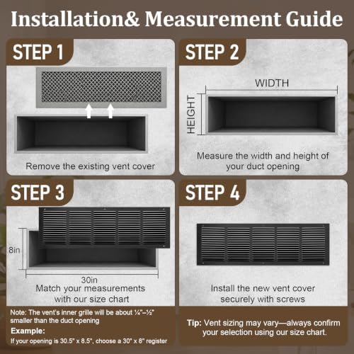 30x8 Black Steel Return Air Grille, Fits 30"W x 8"H Duct Opening - Image 5
