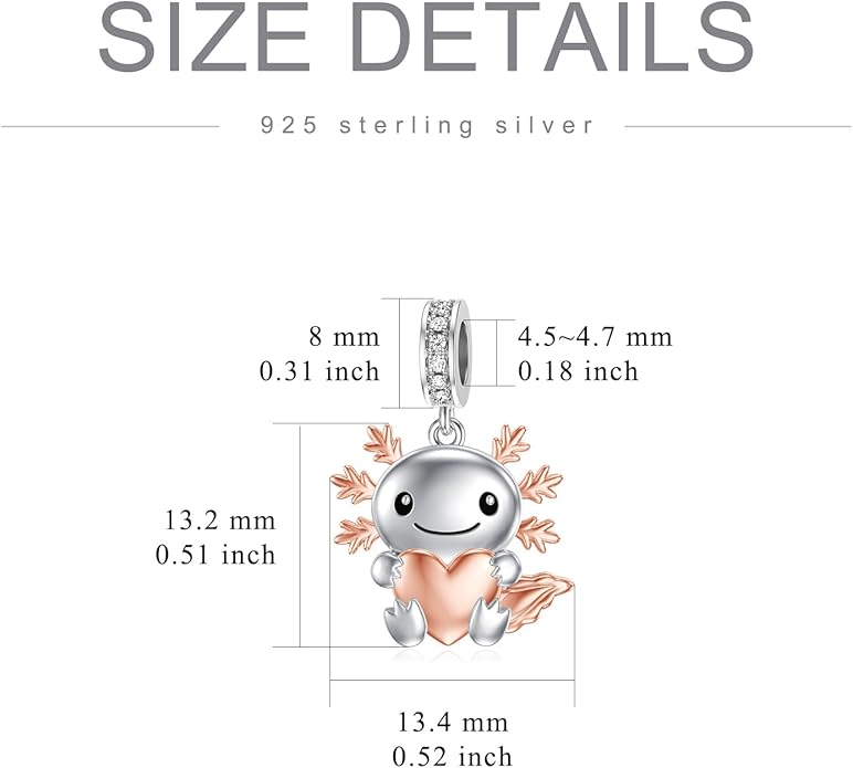 PROESS Sterling Silver/Red Panda/Cow/Highland Cow/Otter/Squirrel/Elephant/Axolotl/Cat/Fox/Bee/Butterfly/Hummingbird/Tiger/Lion/Mokeny/Koala/Dog Charm Animal Charms Bead for Jewelry Making