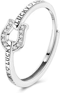 Parmuz 925 Sterling Silver Adjustable Ring for Woman Stackable Open Lucky Ring Eternity Bands Dainty CZ Statement Engagement