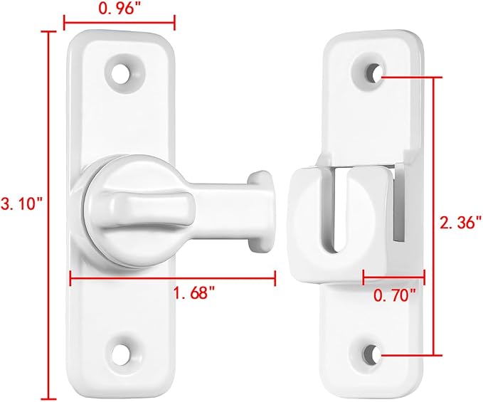 3 Pcs White 90/180 Degree Flip Latch, Zinc Alloy Barn Door Latch | Right Angle - Image 2