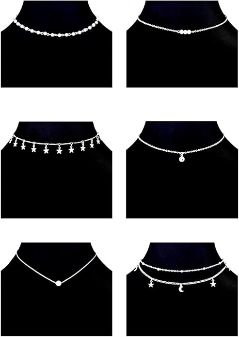 12pcs Chain Gold Bead Necklace Coin Moon Star Pearl Pendant Chain Choker Multilayer Necklace Leather Cord Set for Women Men Adjustable Gold Tone