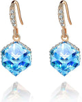 Austrian Crystal Cube Drop Dangle Earrings for Women 14K Gold Plated Hypoallergenic Jewelry