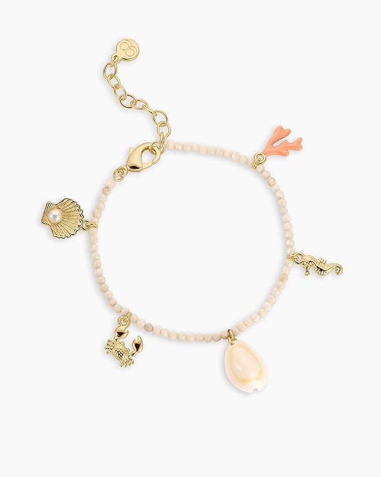 gorjana - Ocean Mini Charm Bracelet 7 1/4" - 18k gold plated brass - Ocean-inspired charm design - Nostalgic summer keepsake - Adjustable chain length, Lobster Closure