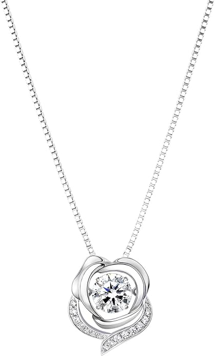 ARINZA Moissanite Necklace for Women, 1 Ct 925 Sterling Silver Dancing Diamond Pendant, 18+2 Inch Chain, Valentine’s Day Christmas Gift for Her, Wife, Mom, Anniversary, Birthday