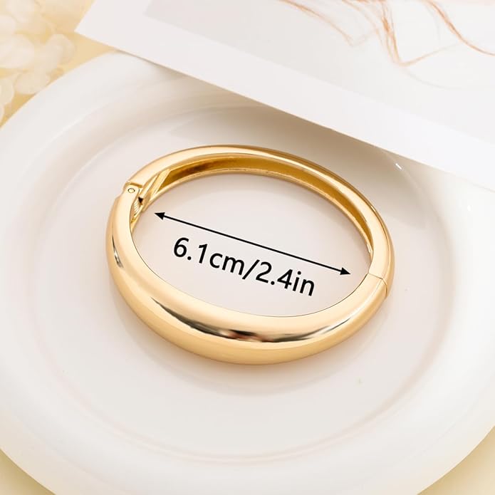 Chunky Gold Bangles Bracelets for Women Gold Cuff Bracelet Set Waterproof Non Tarnish Stack Bracelet for Women Gifts