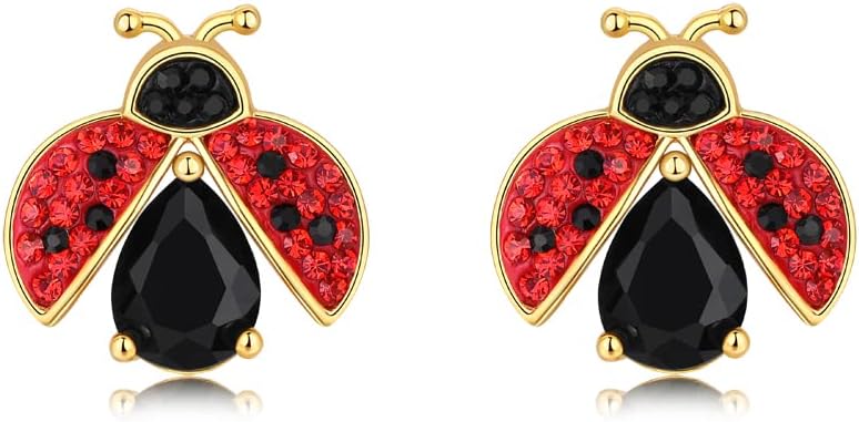 Superchic Ladybug Pendant Necklace Cute Cubic Zirconia with floating Crystals for Women Halloween Party Birthday Gifts