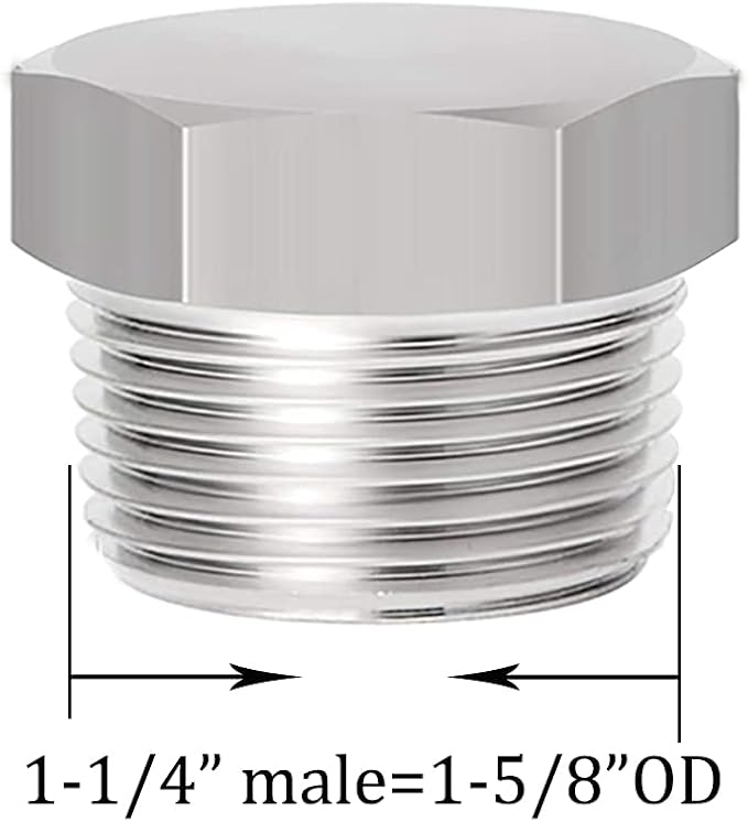 Joywayus Soild Stainless Steel Outer Head Hex Thread Socket Pipe Plug Fitting - Image 2
