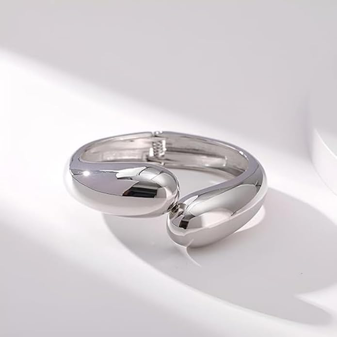 Gold/Silver Cuff Bangle Bracelets For Women Chunky Waterdrop Twisted Hinged Bangle Bracelets Minimalist Arm Cuff Bracelet Jewelry Gifts