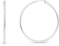 14k White Gold Classic Round Hoop Earrings