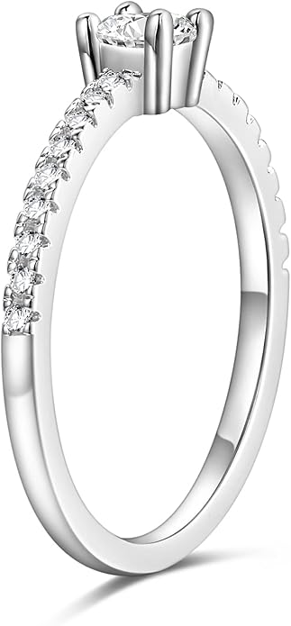 TIGRADE 1.5mm Women Eternity Ring Round Cubic Zirconia Anniversary Ring CZ Pave Promise Wedding Band Size 3-12