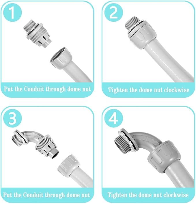 32-Pack Kit 1/2" NPT Liquid Tight Connector Conduit Fitting UL PVC | UV - Image 4