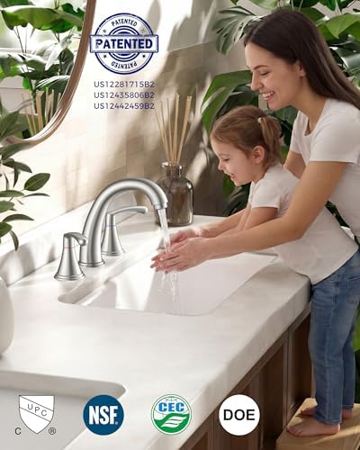 FORIOUS Bathroom Sink Faucet 3 Hole Widespread 8 Inch Brushed Nickel - Image 4