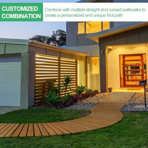 RELIANCER 6' Wooden Garden Pathway, Outdoor Roll Out Cedar Curved Walkway - Image 7