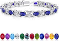 Iefil Valentines Day Gifts for Her, Oval Birthstone Tennis Bracelets for Women Wife Unique X O Design Fine Jewelry Anniversary Birthday Gift 925 Sterling Silver Birthstone Jewelry for Mom Girlfriend