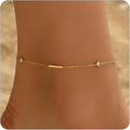 Anklet Bracelets for Women 18K Gold Plated Tennis Anklets Dainty Sapphire Paperclip Pearl Sequin Droplet Adjustable Large Anklet Bracelets Simple Beach Summer Waterproof Foot Jewelry