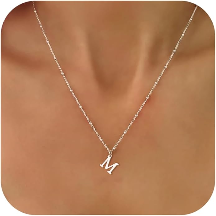 Valentines Gifts for Her Women - Initial Necklaces for Women Dainty 14k Gold Plated A-Z Letter Pendant Name Necklaces Cute Charm Choker Fashion Accessories Non Tarnish Trendy Jewelry Gift
