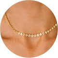 CHESKY 14k Gold Plated/Silver Plated Dainty Necklace for Women, Trendy Satellite Choker Necklace Thin Beaded Layered Choker Necklaces Discs Paperclip Chain Necklaces Womens Simple Jewelry