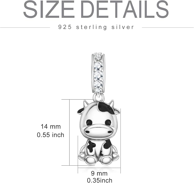 PROESS Sterling Silver/Red Panda/Cow/Highland Cow/Otter/Squirrel/Elephant/Axolotl/Cat/Fox/Bee/Butterfly/Hummingbird/Tiger/Lion/Mokeny/Koala/Dog Charm Animal Charms Bead for Jewelry Making