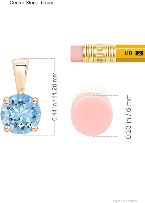Angara Natural Aquamarine Solitaire Pendant for Women | Round Aquamarine Solitaire Pendant Necklace in 14K Solid Gold/Silver/Platinum With 18" Chain | March Birthday, Gemstone Jewelry Gift