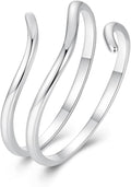 MUNDELL 925 Sterling Silver Simple Multi-layer Leaf Adjustable Ring Green Lucky Leaves Statement Ring for Women Promise Ring Fine Jewelry