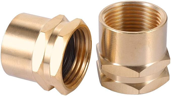 3/4" GHT Female to 3/4" NPT Female Connector, Brass Garden Hose Fitting 2pcs by ZKZX