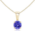 Angara Natural Tanzanite Solitaire Pendant for Women | Round Tanzanite Solitaire Pendant Necklace in 14K Solid Gold/Silver/Platinum With 18" Chain | December Birthday, Gemstone Jewelry Gift