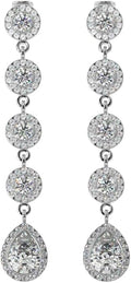 Aloha Earrings Non Pierced Silver Tone Clip On Sparkling Statement Dangling Earrings