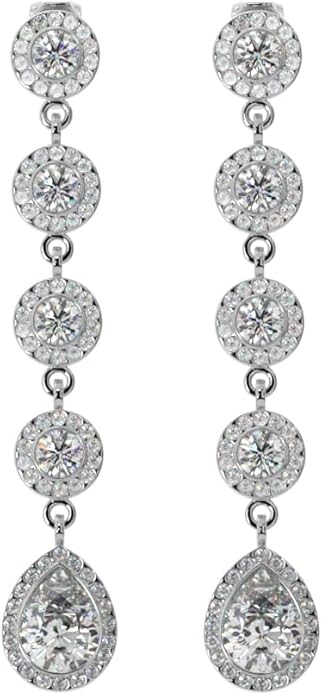 Aloha Earrings Non Pierced Silver Tone Clip On Sparkling Statement Dangling Earrings