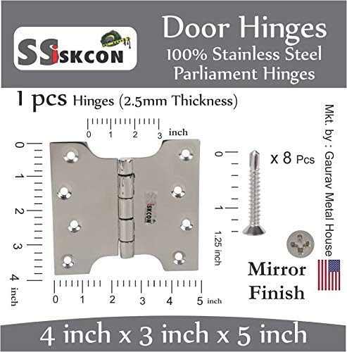 SSISKCON 4 Inch Parliament Door Hinge Wide Stainless Steel - Image 2