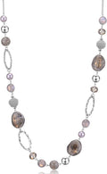 BULINLIN Beaded Long Necklace for Women Silver Sweater Chain Necklace with Crystal Resin Beads, Fashion Jewelry Necklace