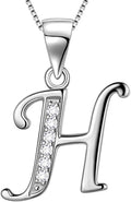 Aurora Tears Letter Necklace Initial 925 Sterling Silver Alphabet Pendant Crystal Name Gift Women Cubic Zirconia Jewelry