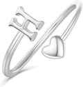 Initial Rings for Women Girls - Valentines Day Gifts for Her, Adjustable Rings for Women Non Tarnish Letter A-Z Dainty Heart Ring Teen Girls Gifts Trendy Stuff Personalized Jewelry Gift