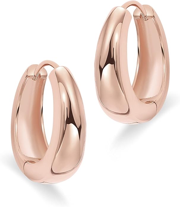PAVOI 14K Gold Plated 925 Sterling Silver Post Small Chunky Hoops Earrings | Thick Lightweight Gold Hoop Earrings for Women