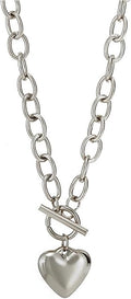 Chunky Gold Heart Necklace for Women,Y2K Big Heart Statement Necklace Long Puffy Hearts Chain Charm Necklaces Trendy Jewerly