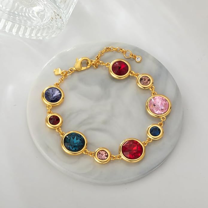 Women's Bracelet Colorful Zircon Geometric Circle Alloy Jewelry Fashion Luxury Gift for Daily Office Wear