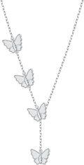 Long Necklace Sterling Silver Larait Bar Y Lariat Long Chain Drop Adjustable Necklace Gift for Her, 30"