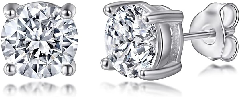 Gemlux 14K Gold Moissanite Ring Minimalist Stud Earrings Necklace Set, Women's Luxury Jewelry Set, Classic Design for Special Occasions