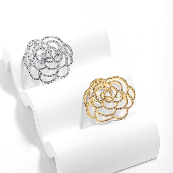 Flower Brooch for Women Rhinestone Flower Brooch Pins Floral Brooches Jewelry Gift for Mom Wife