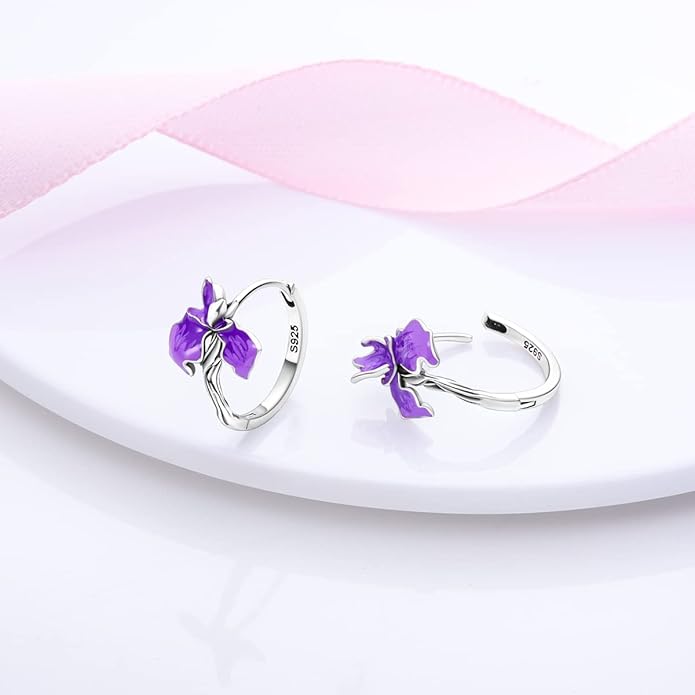 NARMO Earrings for Women 925 Sterling Silver Heart Hoops Small Colorful Rainbow Hoop Earrings Huggie Earrings