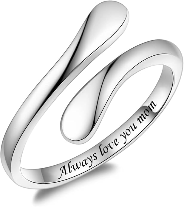 Fookduoduo 925 Sterling Silver Ring Inspirational Jewelry adjustable Wrap Open Rings for Women