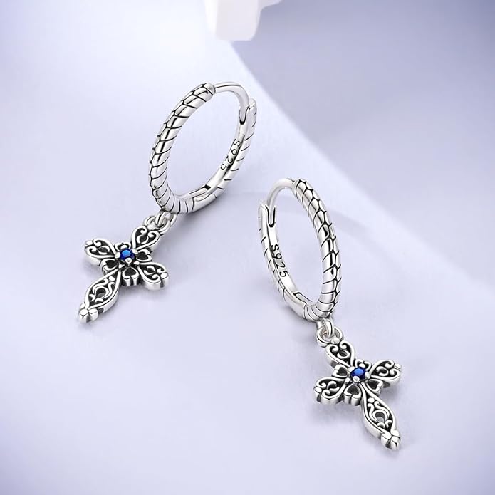 LAZA 925 Sterling Silver Hoop Earrings for Women, Hypoallergenic Huggie Butterfly Dangle Drop Earrings Colorful Flower Earrings Jewelry Gifts