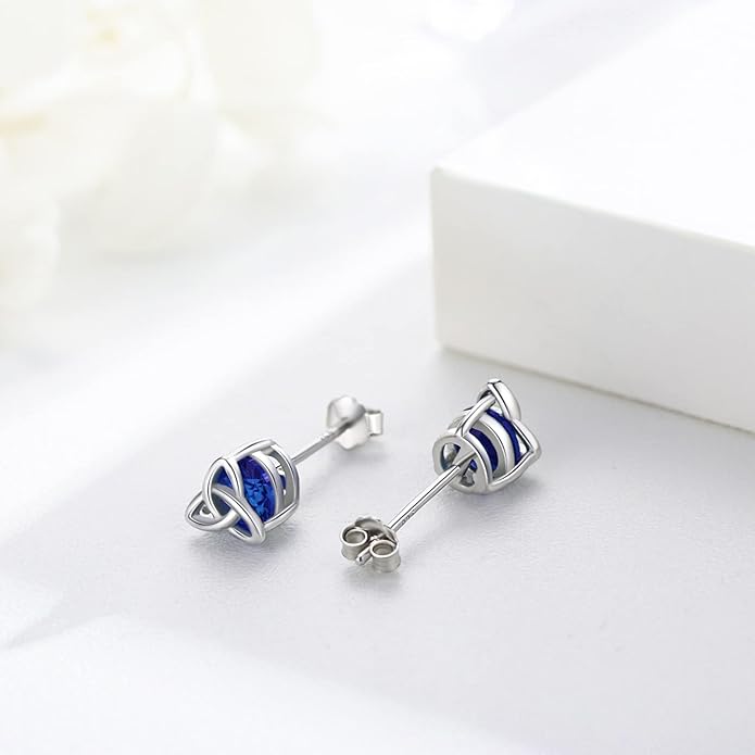 MEDWISE 925 Sterling Silver Birthstone Stud Earrings for Women Birthday Jewelry Gifts for Daughter Mother Women Valentines Day Gifts for Her