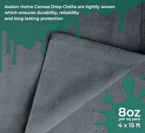 Canvas Drop Cloth for Painting 4x15 feet Pack of 2-8oz Painters Drop Cloths for - Image 6