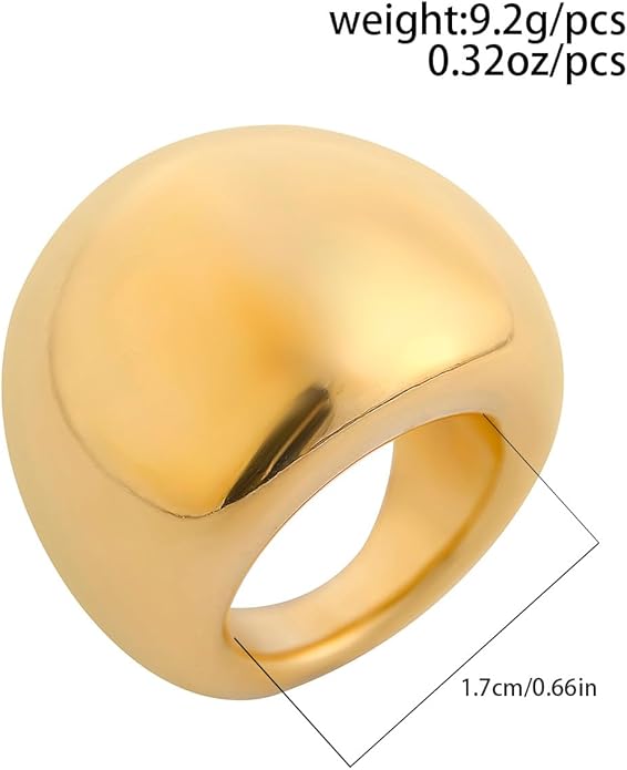 MIFYNN Chunky Gold Rings for Women Gold Silver Adjustable Thick Ring Fashion Statement Ring Open Dome Ring Chunky Silver Rings Geometric Curved Minimalist Simple Rings