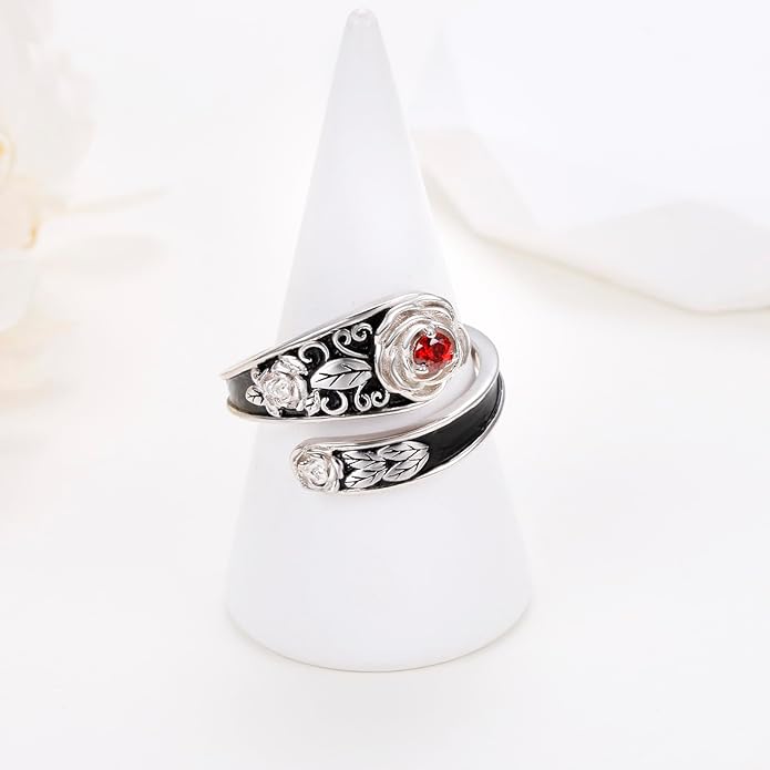 Hamsa Hand of Fatima Lotus Evil Eye/Love Heart/Butterfly/Rose Spoon Adjustable Open Rings 925 Sterling Silver Statement Ring Jewelry Gifts for Women