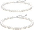 Zeffy Pearl Necklace 4MM/6MM/8MM Dainty Round Imitation Pearl Choker Necklace Wedding Pearl Necklace Delicate Jewelry for Women Simple Bridesmaid Jewelry Gifts